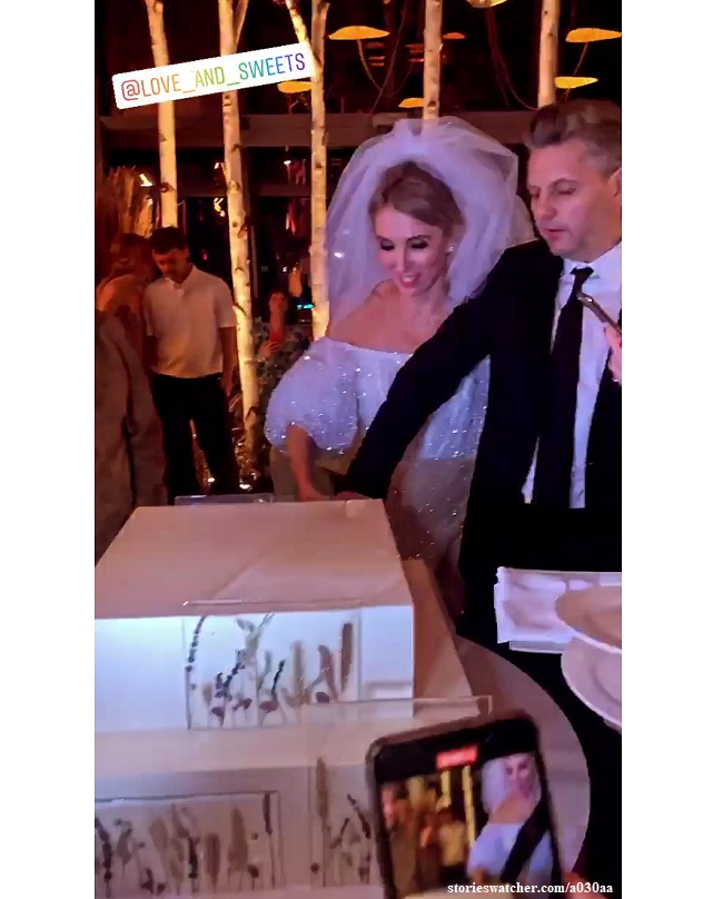 Светлана Бондарчук и Сергей Харченко со свадебным тортом