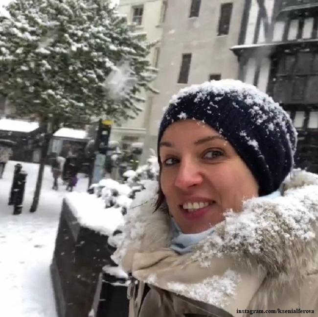 Ксению Алферову занесло снегом в Лондоне