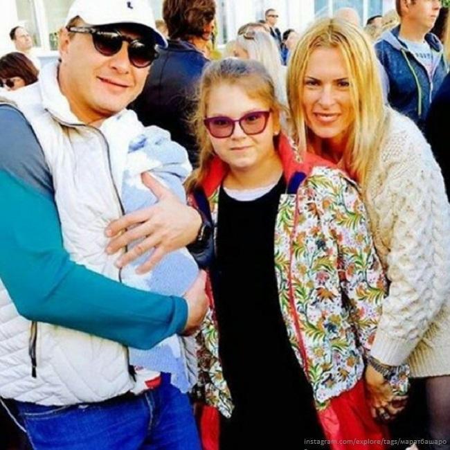 Марат Башаров с сыном Марселем, Елизавета Круцко с дочерью Амели