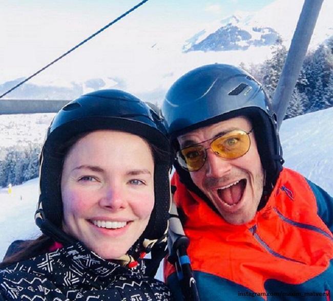 Елизавета Боярская с Максимом Матвеевым  катаются на лыжах в австрийском Тироле